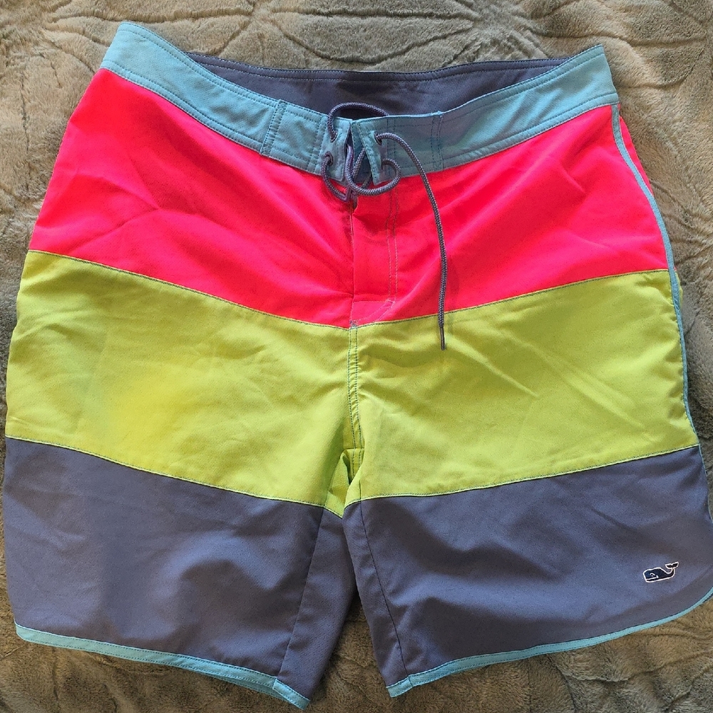 Vineyard Vines Red and Green Board Shorts Swimwear